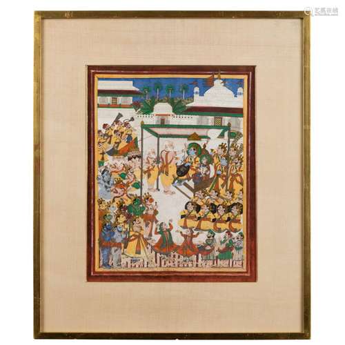 CORONATION OF RAMA ATTENDED BY A LARGE NUMBER OF DEITIES, PR...