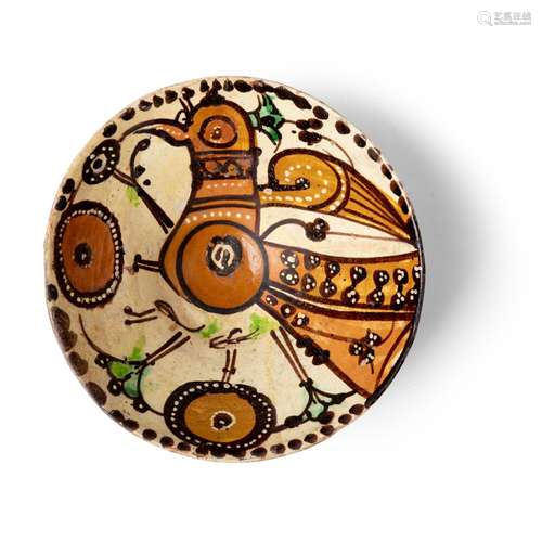 A ‘SARI WARE’ SLIP PAINTED POTTERY BOWL PERSIA, 11TH CENTURY