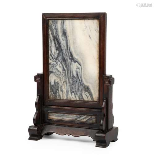 MARBLE-INSET HARDWOOD TABLE SCREEN QING DYNASTY, 19TH CENTUR...