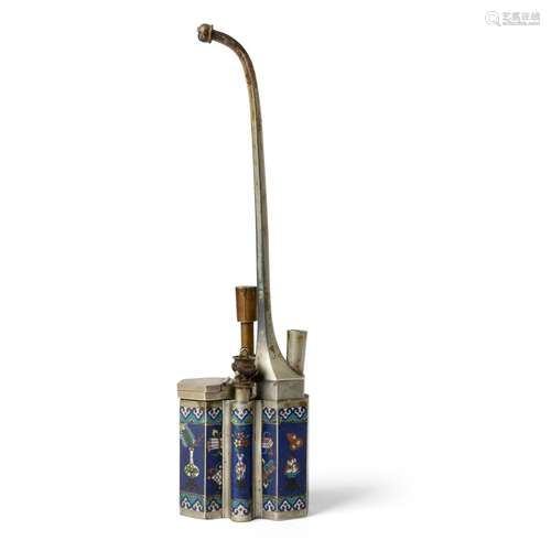 PAKTONG CLOISONNÉ ENAMEL WATER PIPE LATE QING DYNASTY-REPUBL...