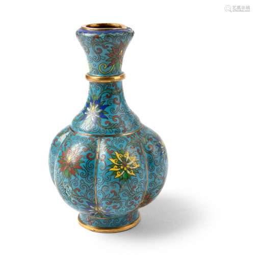 CLOISONNÉ ENAMEL 'LOTUS' VASE LATE QING DYNASTY-REPUBLIC PER...