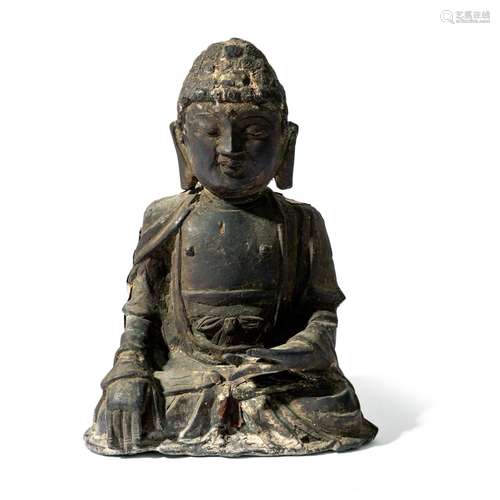 LACQUERED BRONZE FIGURE OF A SEATED BUDDHA MING DYNASTY, 17T...