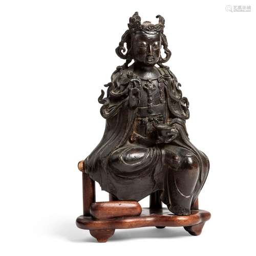 BRONZE FIGURE OF A SEATED AVALOKITESVARA QING DYNASTY, 18TH-...