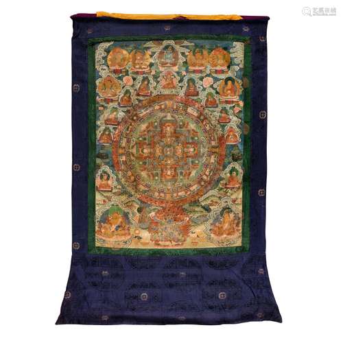 THANGKA DEPICTING GUHYASAMAJA MANDALA 19TH-20TH CENTURY