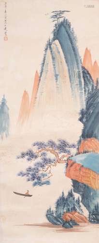 賀天健(1891~1977) 青綠山水 紙本 立軸