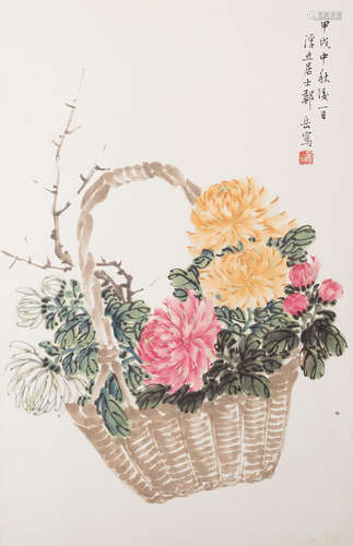 鄭曼青(1902~1975) 花卉 紙本 鏡片