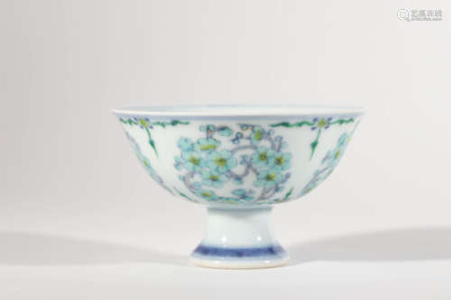 Doucai Glaze Plum Blossom Stem Cup