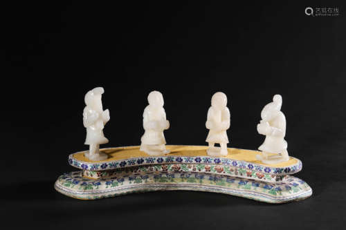 Set of Four White Jade Figures