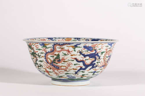 Wucai Glaze Dragon Bowl