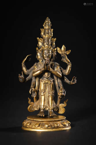 Gilt-Bronze Figure of Eleven-Faced Guanyin