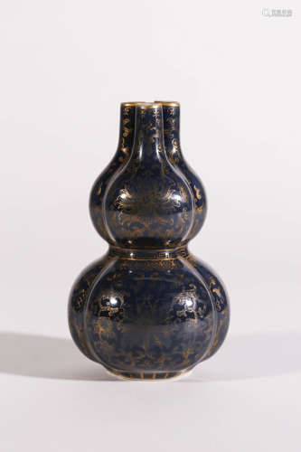 Gilt-Inlaid Double-Gourd-Shaped Vase