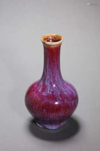 Flambe-Glazed Bottle Vase