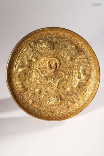 Gilt-Bronze Dragon and Phoenix Plate