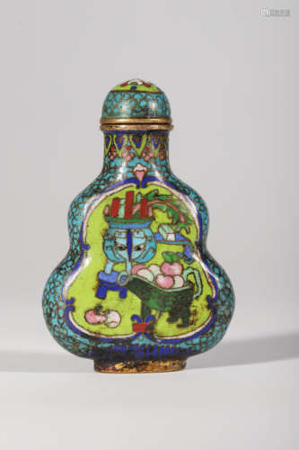 Antique Cloisonne Enamel Snuff Bottle