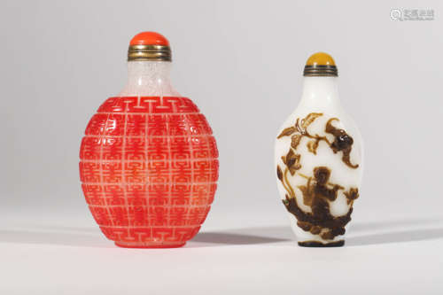 Two Overlay Glassware Snuff Bottles