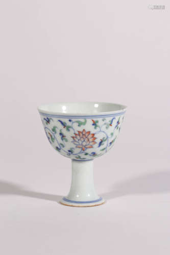 Doucai Glaze Stem Cup