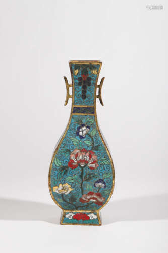 Cloisonne Enamel Double-Eared Flower Vase