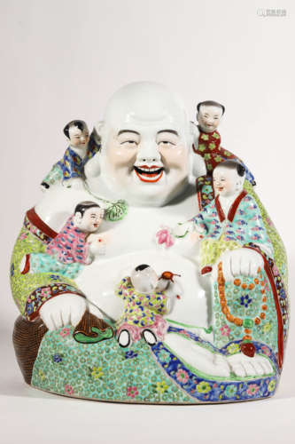 Famille Rose Figure of ‘Budai Monk’ Statue