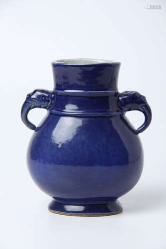 Sacrificial Blue Glaze Elephant-Eared Vase