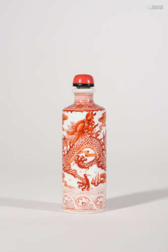 Painted Porcelain Dragon Snuff Bottle