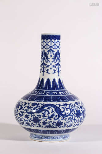 Blue and White Chilong Globular Bottle Vase