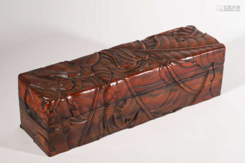 Carved Wood Rectangular Box and Cover