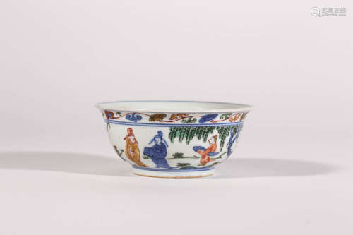 Wucai Glaze Figure Bowl