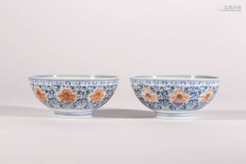 Pair of Sancai Glaze Bubble Bowls