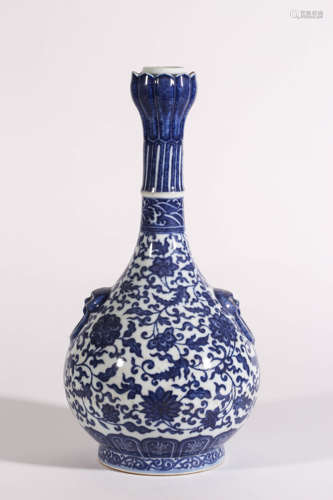 Blue and White Door Applique Vase