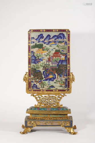 Cloisonne Enamel Table Screen