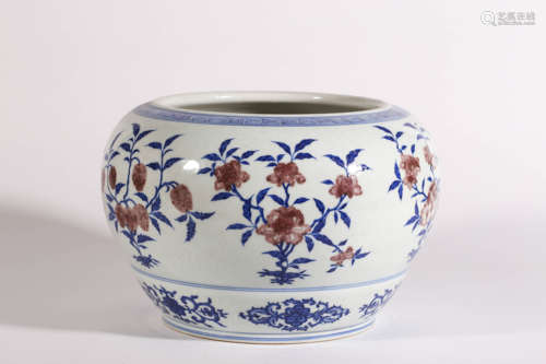 Underglazed-Blue and Copper-Red Glaze Jar