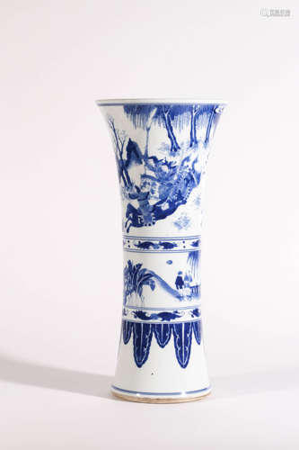 Blue and White Figure Story Phoenix-Tail Vase