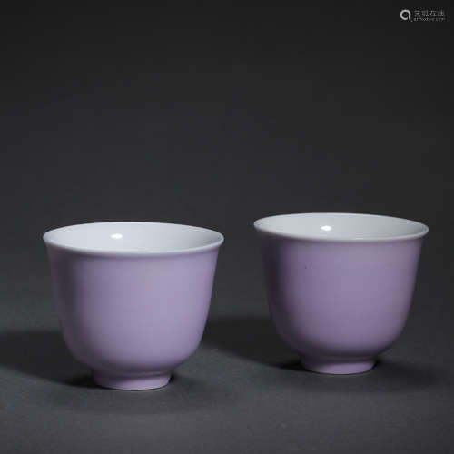 Pair of Purple Glaze Cups