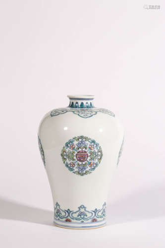 Doucai Glaze Longevity Meiping Vase