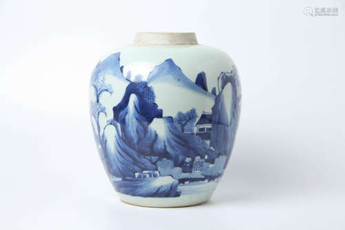 Blue and White Landscape Jar