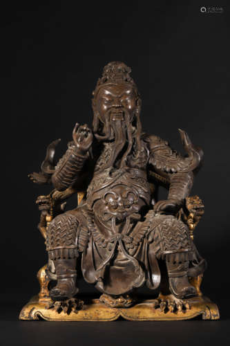 Parcel-Gilt Decorated Bronze Figure Statue