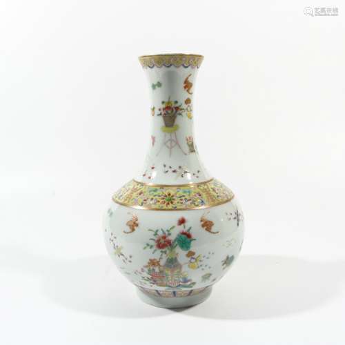 Famille Rose Porcelain Gold Painted Bottle, China