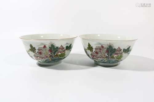 Pair Of Famille Rose Porcelain Gold Painted 