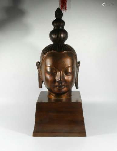 Copper Statue Of Buddha With Wooden Base, China