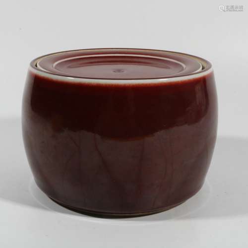 Red Glaze Porcelain Cricket Jar, China