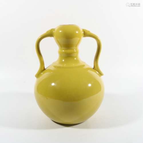 Yellow Glaze Porcelain Gourd Bottle, China