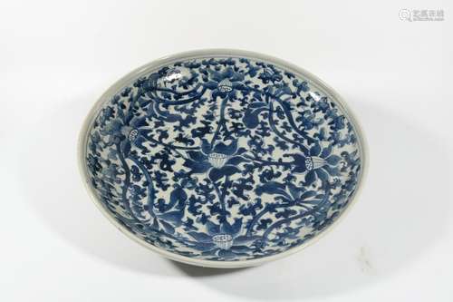 Blue And White Porcelain Large Dish, China