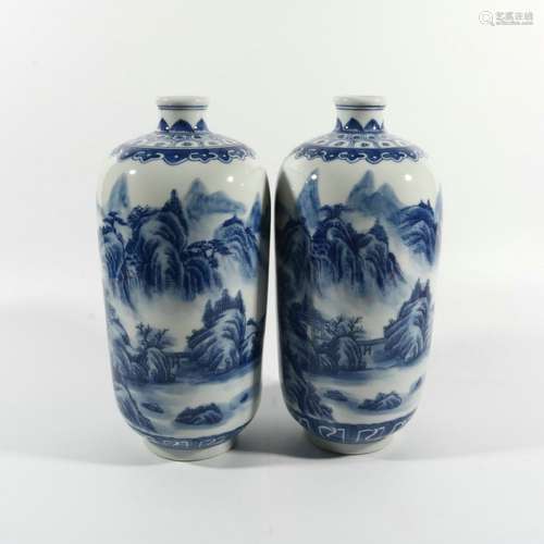 Pair Of Blue And White Porcelain 