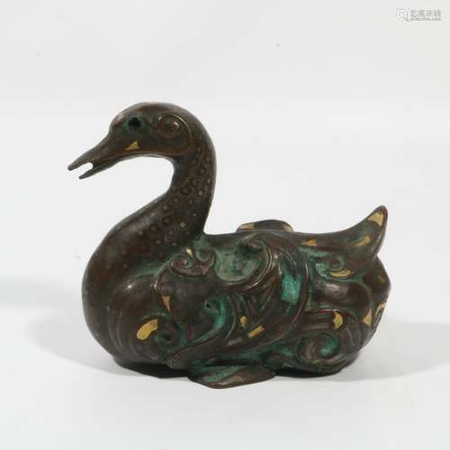 Gold Silver Painted Duck Ornament, China