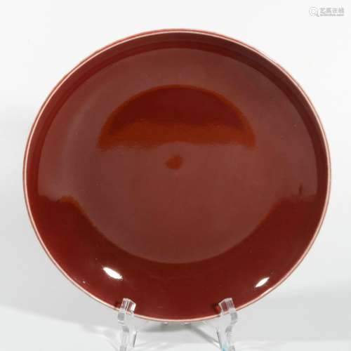Red Glaze Porcelain Dish, China