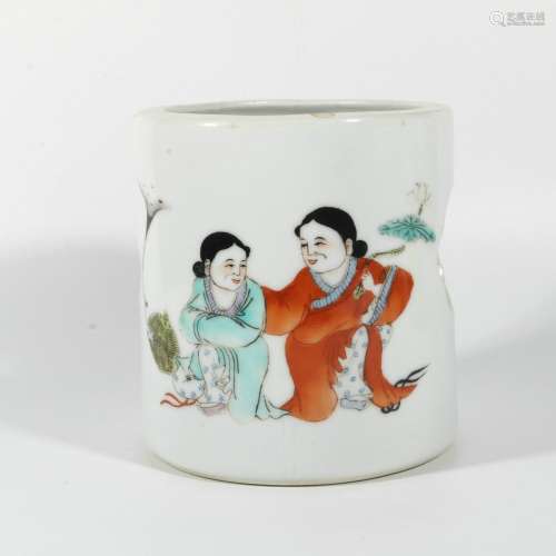 Famille Rose Porcelain Brush Pot, China