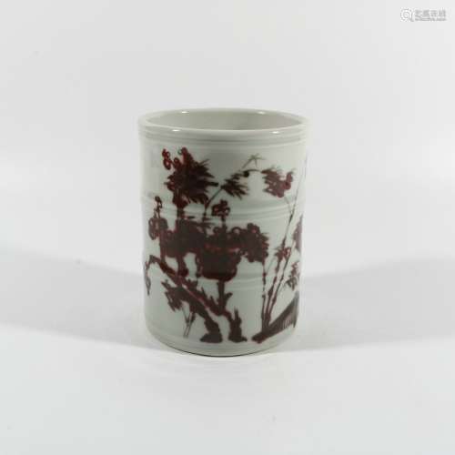 Underglaze Porcelain Brush Pot, China