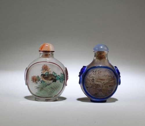 A Group of Two Peking Glass Snuff Bottles