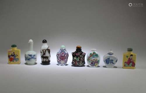A Group of Eight Snuff Bottles