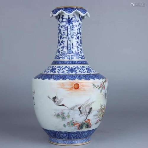 A Blue & White Fencai Porcelain Vase
